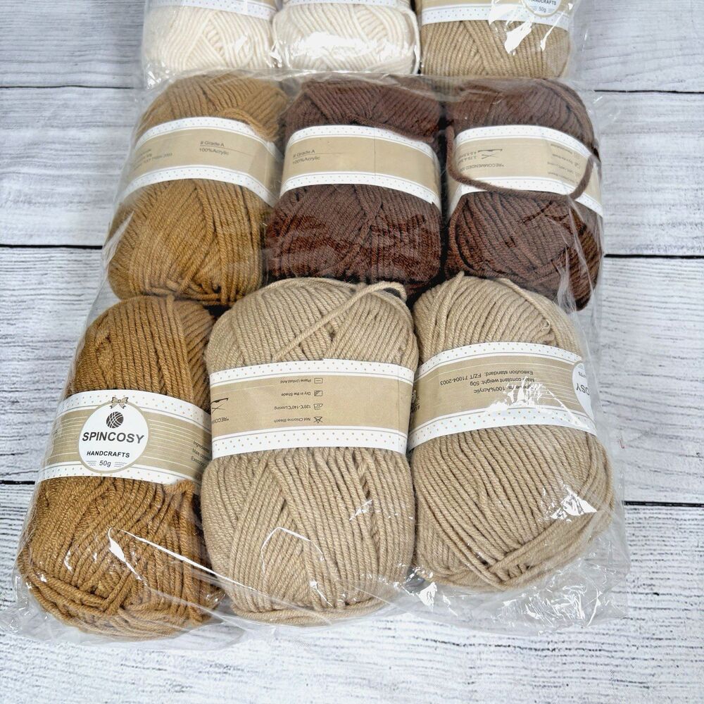 Acrylic Yarn Skeins 50 Gm Ea Lot 12 Neutral Colors Knitting Crafts Crochet NEW - Picture 2 of 4